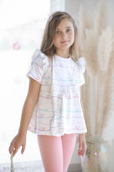 Jersey Scribble Hearts bunt weiß